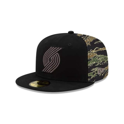 Portland Trail Blazers Gorra | New Era NBA Camo Panel 59fifty Fitted Cap Mexico - Negros